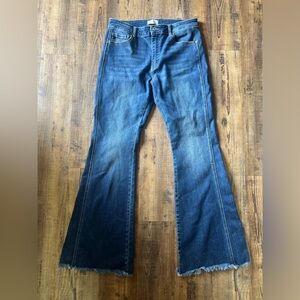 KanCan Dark Blue Flared Wide Leg Jeans